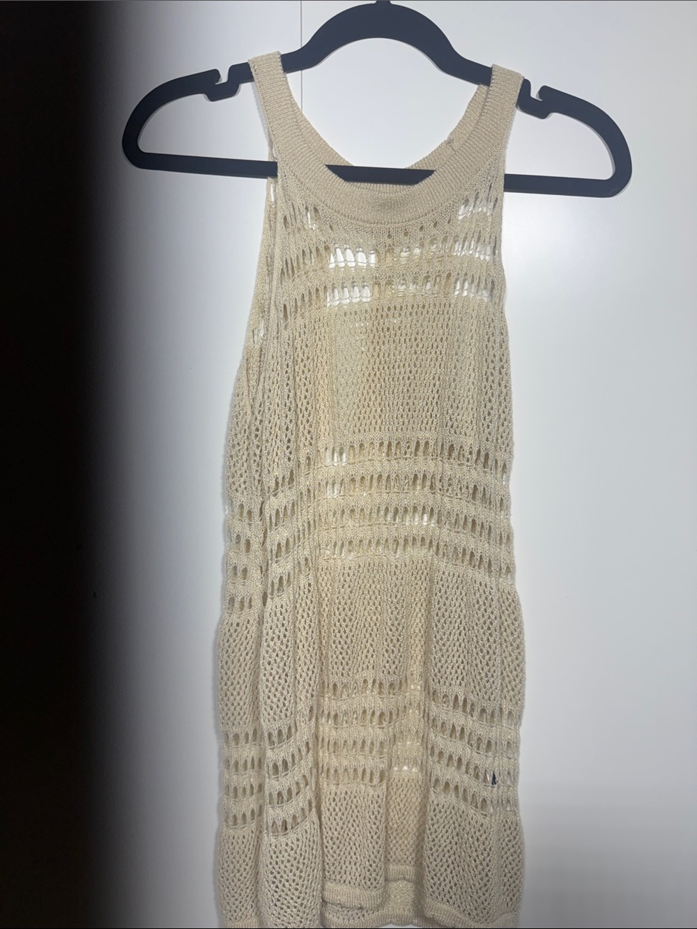 Sleeveless Cream Crochet Midi Dress